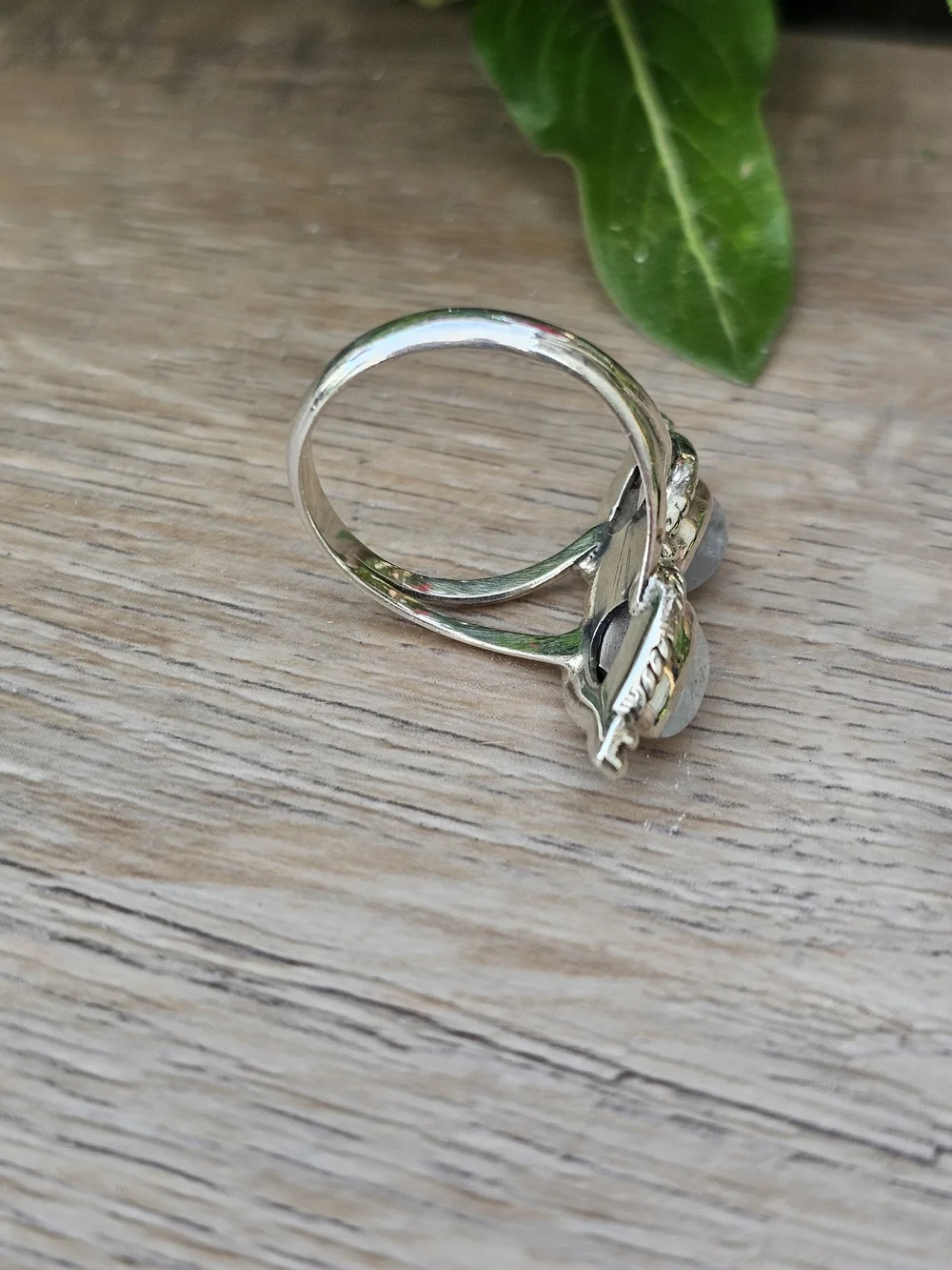 Sterling Silver Double Teardrop Moonstone Ring Size 9